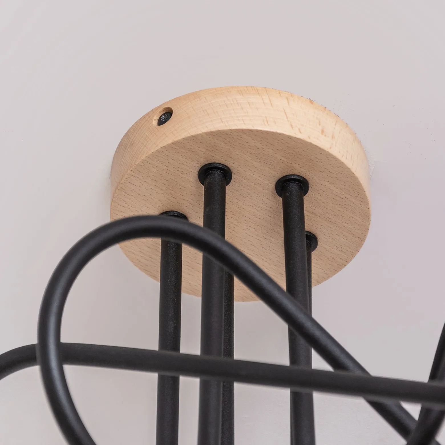 Deckenlampe Oxford, schwarz, Holz, Metall, 5-fl,, Ø 47 cm