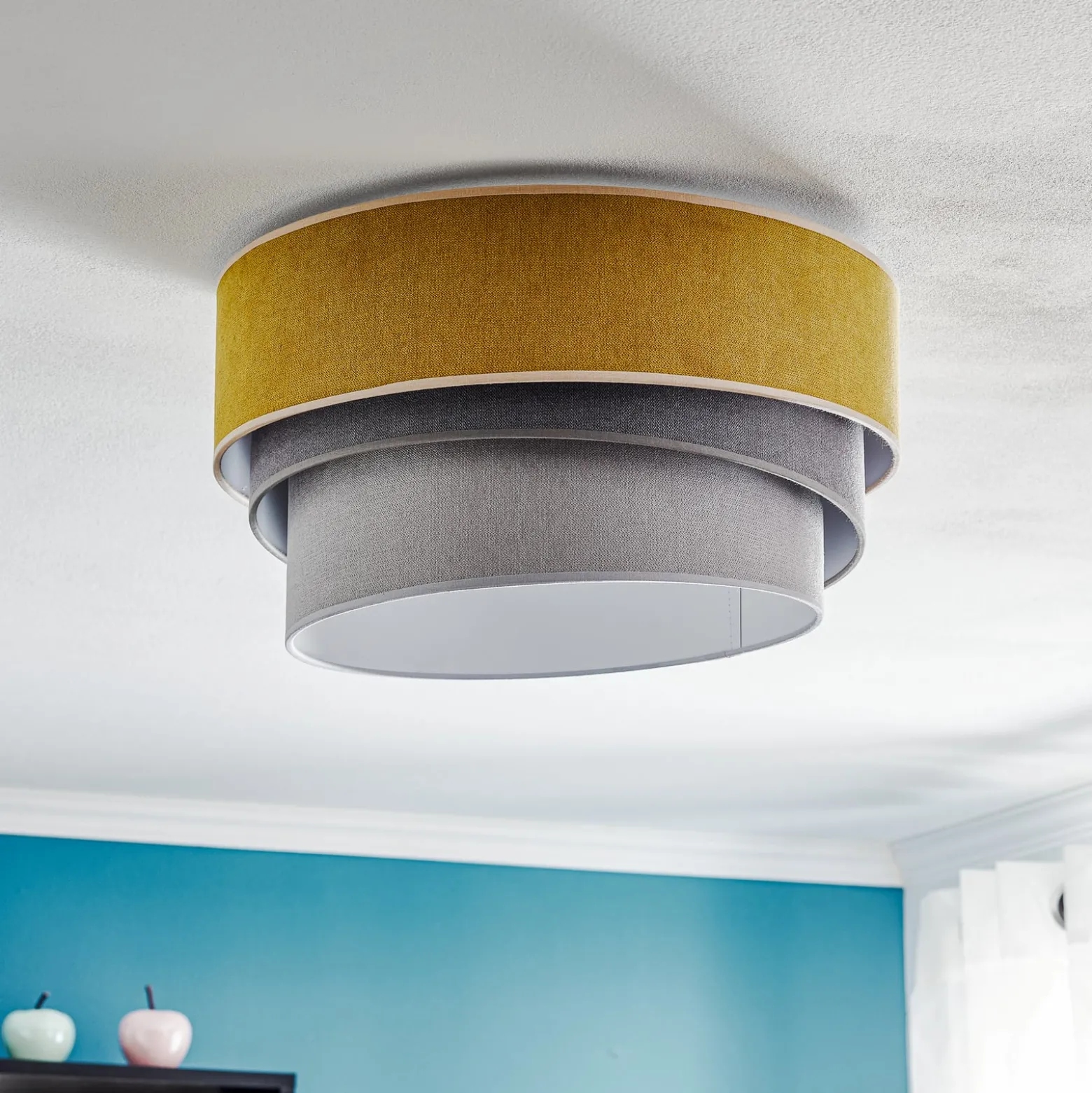 Deckenlampe Pastell Trio Ø 45cm senf/grau/hellgrau