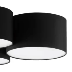 Deckenlampe Pastore 2, Länge 61 cm, schwarz, 3-flg., Stoff