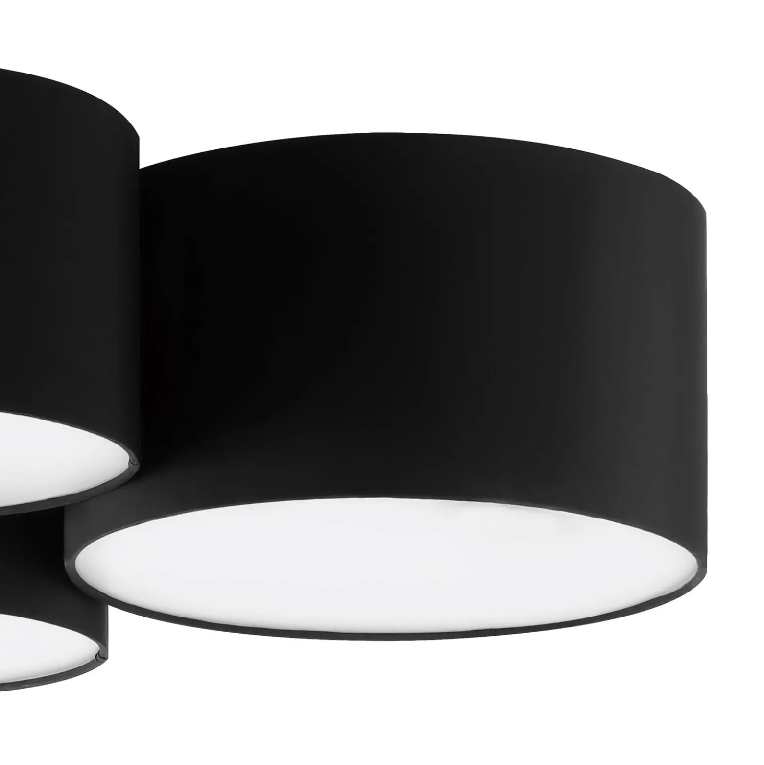 Deckenlampe Pastore 2, Länge 61 cm, schwarz, 3-flg., Stoff