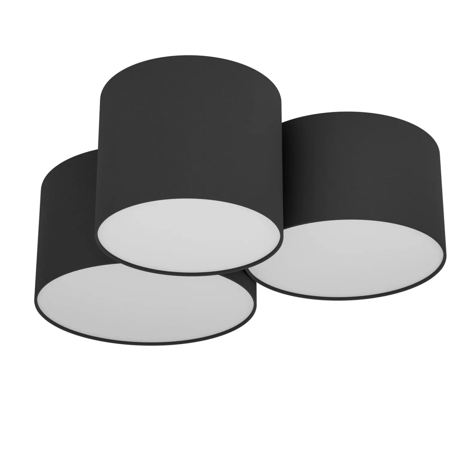 Deckenlampe Pastore 2, Länge 61 cm, schwarz, 3-flg., Stoff