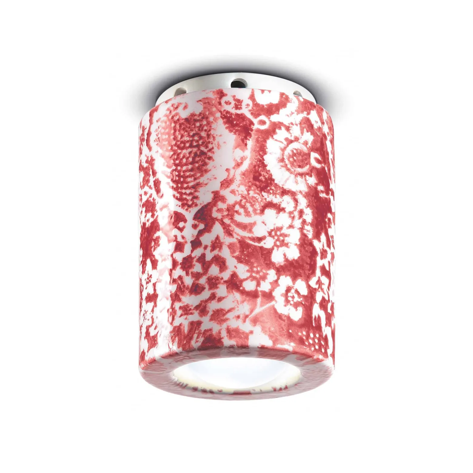 Deckenlampe PI, Blumenmuster, Ø 8,5 cm rot /weiß
