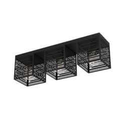 Deckenlampe Piedritas, drei schwarze Quaderschirme