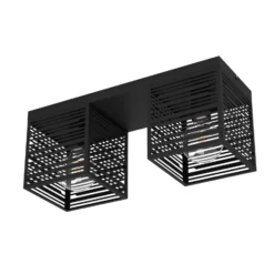 Deckenlampe Piedritas, zwei schwarze Quaderschirme
