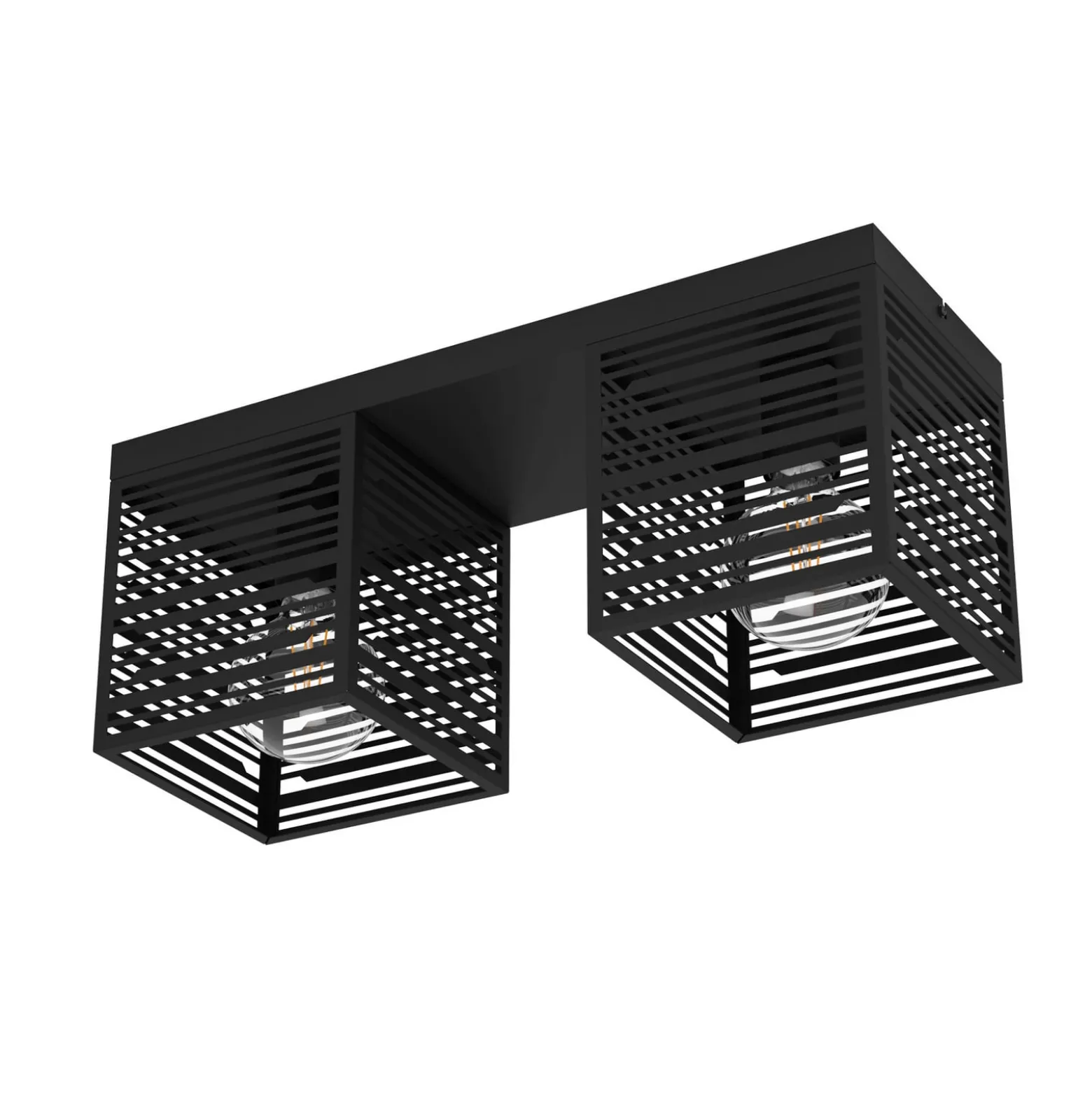 Deckenlampe Piedritas, zwei schwarze Quaderschirme