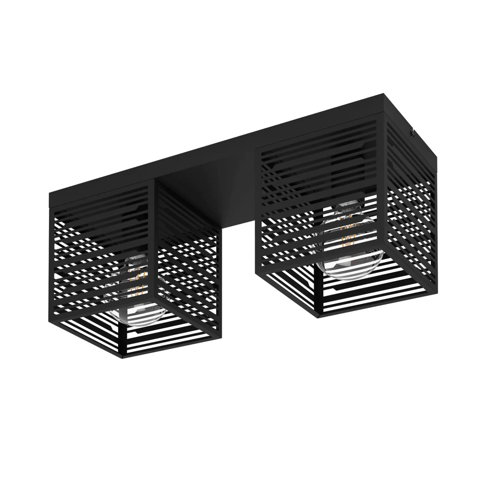 Deckenlampe Piedritas, zwei schwarze Quaderschirme