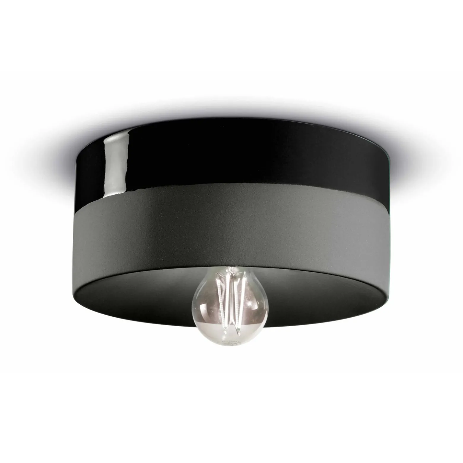 Deckenlampe PI Keramik glänzend/matt Ø25cm schwarz
