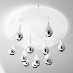 Deckenlampe Pioggia, weiß, chrom, Ø 70 cm H 35 cm