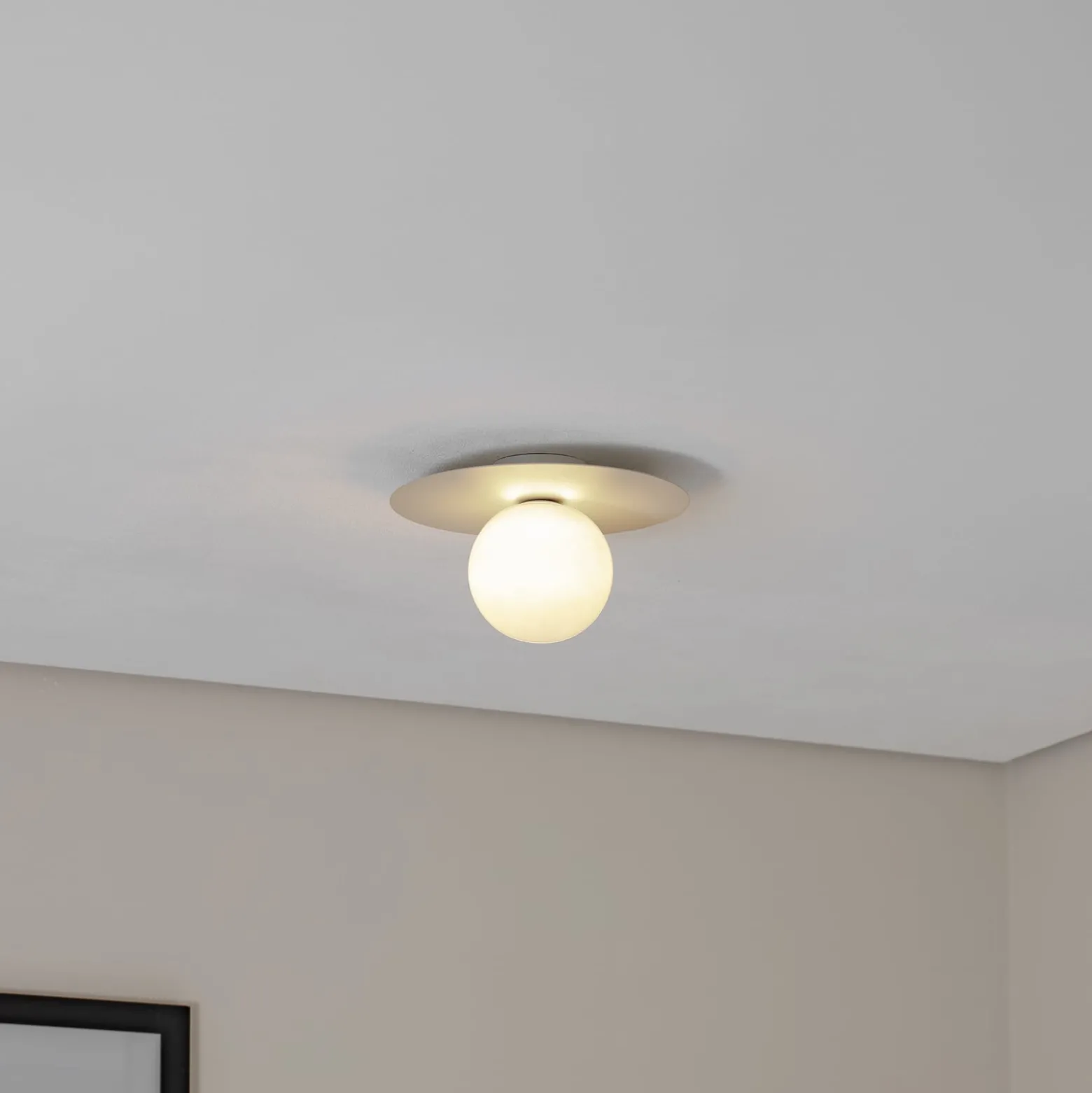 Deckenlampe Pixie, beige, Glas, Ø 25 cm, Kugel, G9