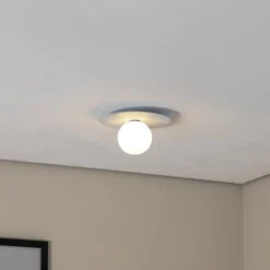 Deckenlampe Pixie, hellblau, Glas, Ø 25 cm, Kugel, G9