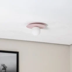 Deckenlampe Pixie, rosa, Glas, Ø 25 cm, Kugel, G9