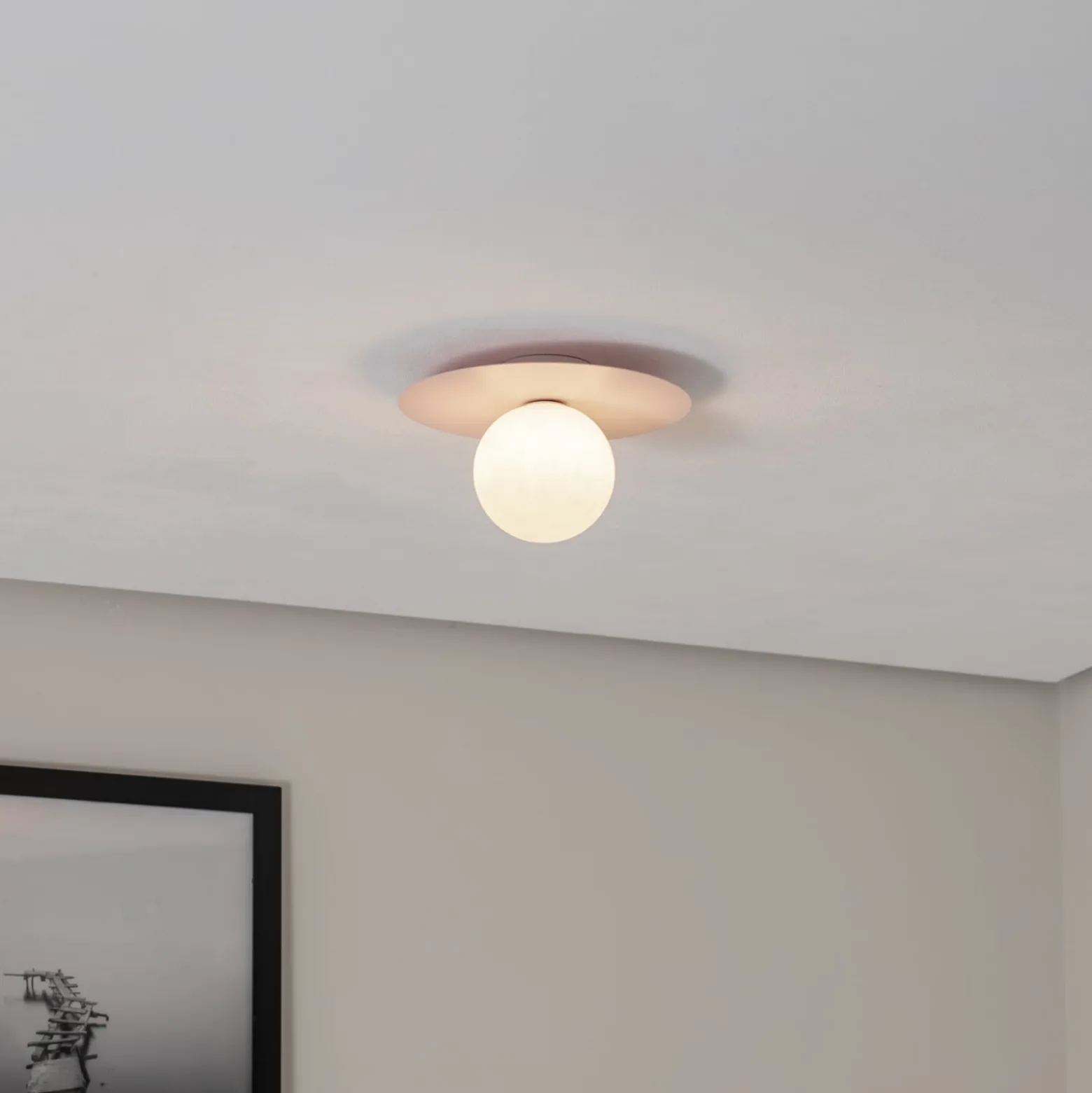 Deckenlampe Pixie, rosa, Glas, Ø 25 cm, Kugel, G9