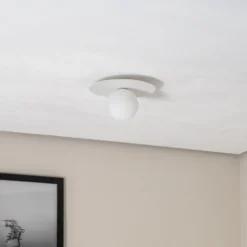Deckenlampe Pixie, weiß, Glas, Ø 25 cm, Kugel, G9