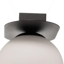 Deckenlampe Plaza, schwarz/opal, einflammig