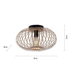Deckenlampe Racoon aus Holz, dünne Streben, Ø 40cm