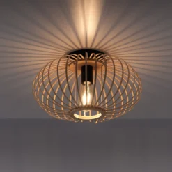 Deckenlampe Racoon aus Holz, dünne Streben, Ø 40cm