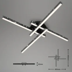 Deckenlampe Rey, Glitzereffekt, 4-flammig, schwarz