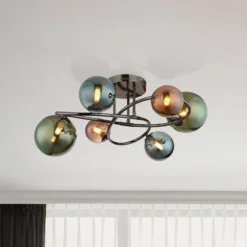 Deckenlampe Riha, Ø 65 cm, bunt, Glas/Metall