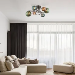 Deckenlampe Riha, Ø 65 cm, bunt, Glas/Metall