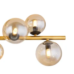 Deckenlampe Riha, Länge 87 cm, amber/messingfarben, 9-flg.