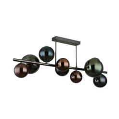 Deckenlampe Riha, Länge 87 cm, rauchgrau/schwarz, 9-flg.