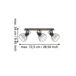 Deckenlampe Sambatello, dreiflammig, braun/silber