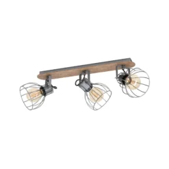 Deckenlampe Sambatello, dreiflammig, braun/silber