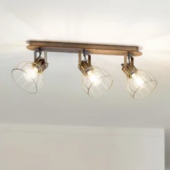 Deckenlampe Sambatello, dreiflammig, braun/silber
