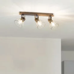 Deckenlampe Sambatello, dreiflammig, braun/silber
