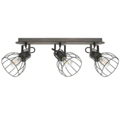 Deckenlampe Sambatello, dreiflammig, braun/silber