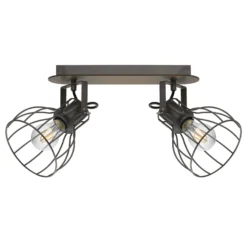 Deckenlampe Sambatello, zweiflammig, braun/silber