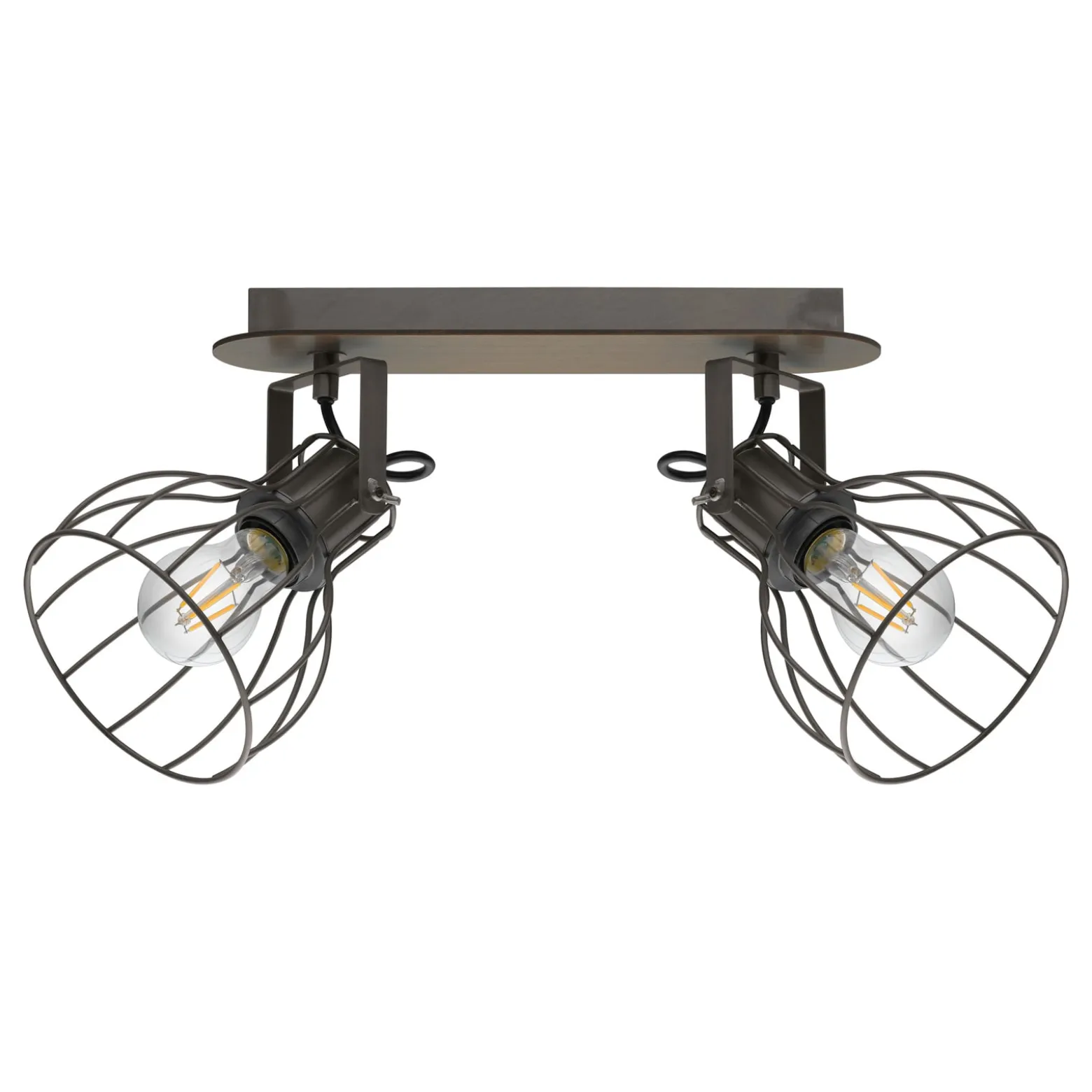 Deckenlampe Sambatello, zweiflammig, braun/silber