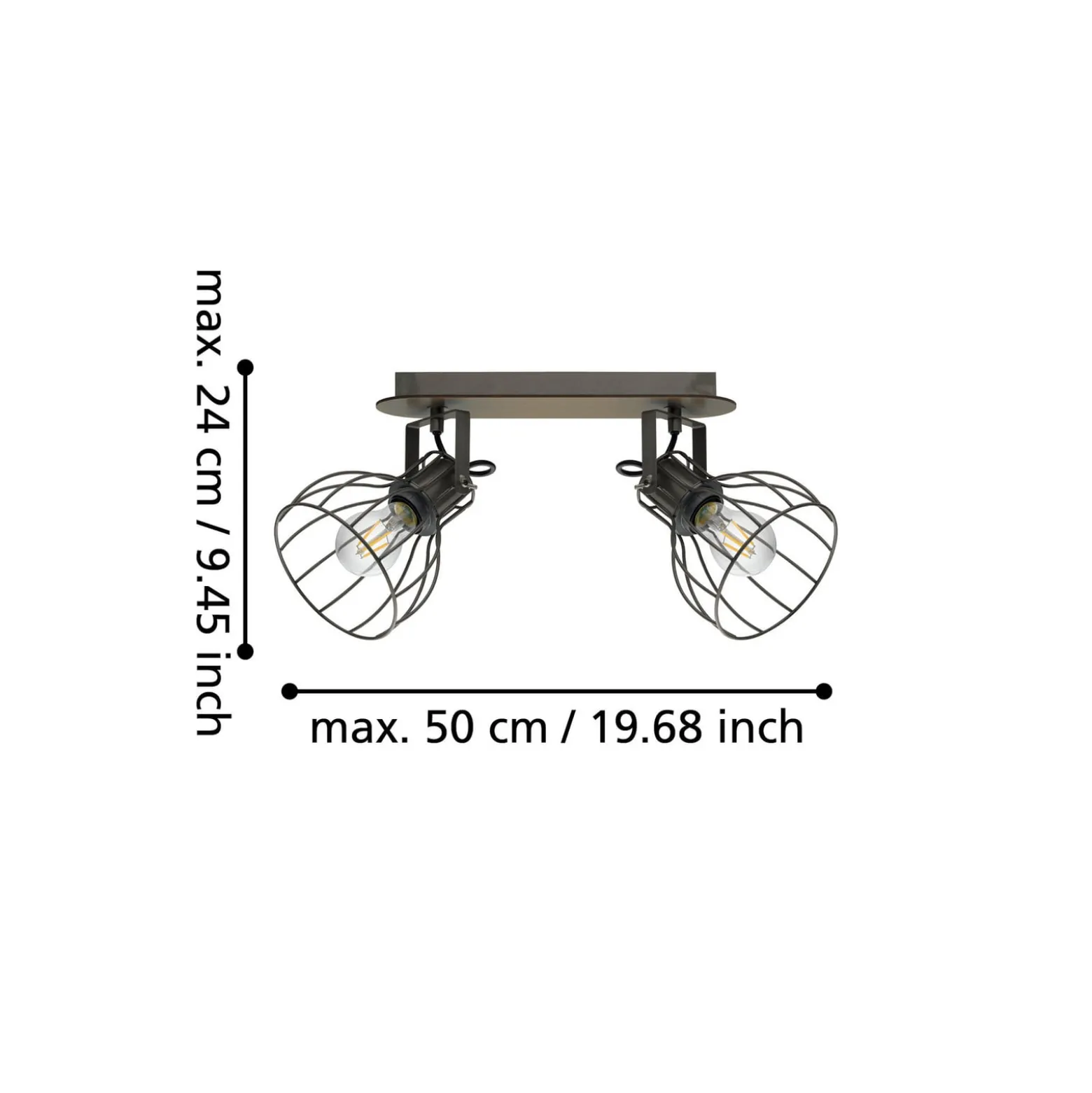 Deckenlampe Sambatello, zweiflammig, braun/silber