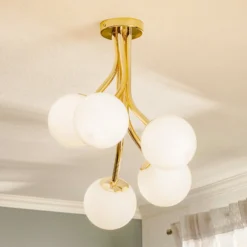 Deckenlampe Selva, fünfflammig versetzt, gold