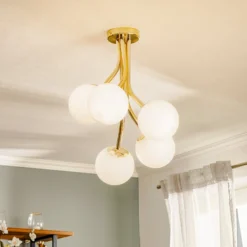 Deckenlampe Selva, fünfflammig versetzt, gold