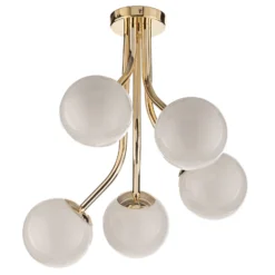 Deckenlampe Selva, fünfflammig versetzt, gold