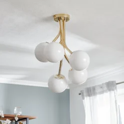 Deckenlampe Selva, fünfflammig versetzt, gold