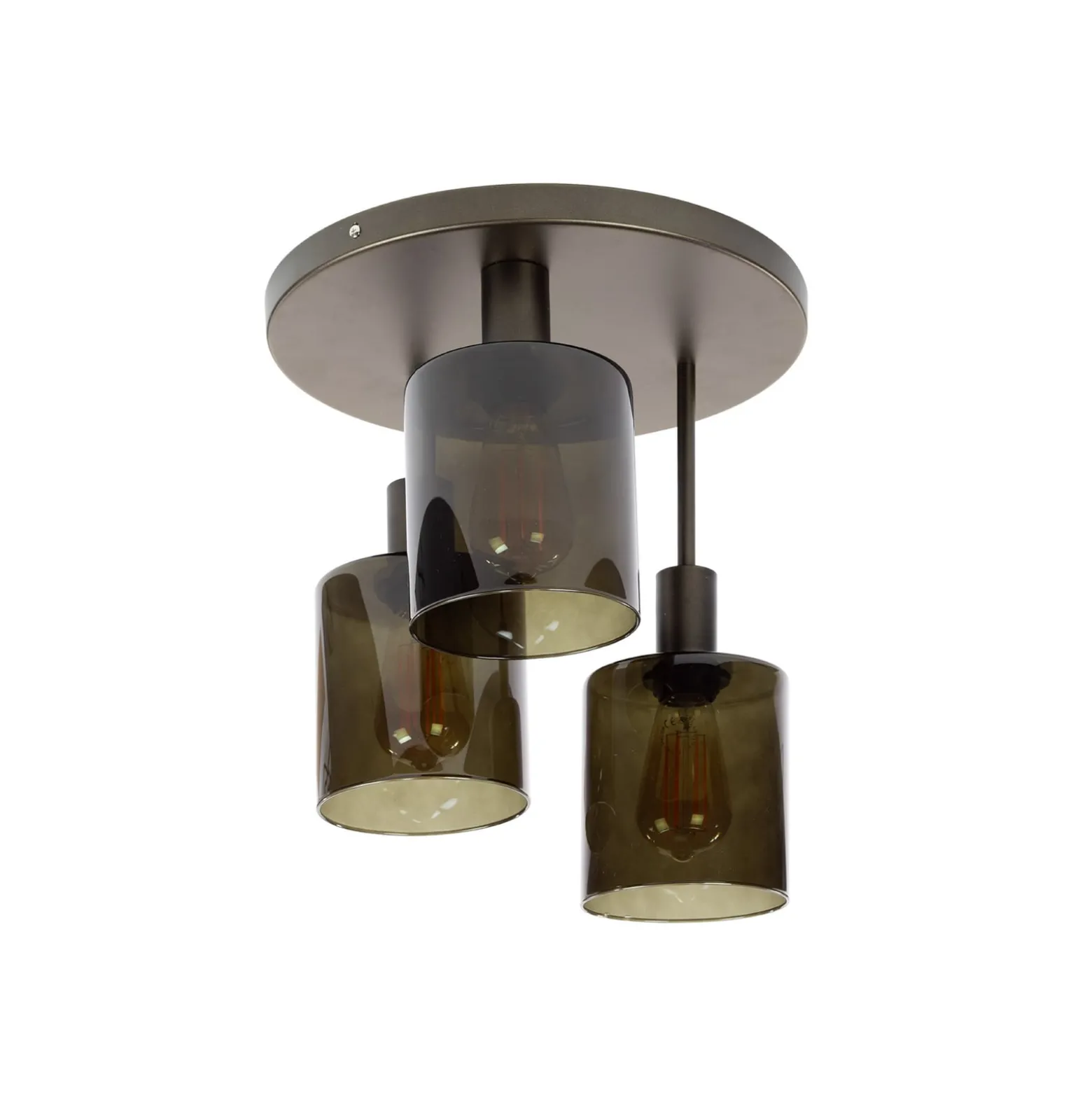 Deckenlampe Sepiora, bronze, 3-flg., Ø 35 cm, Glas, E27