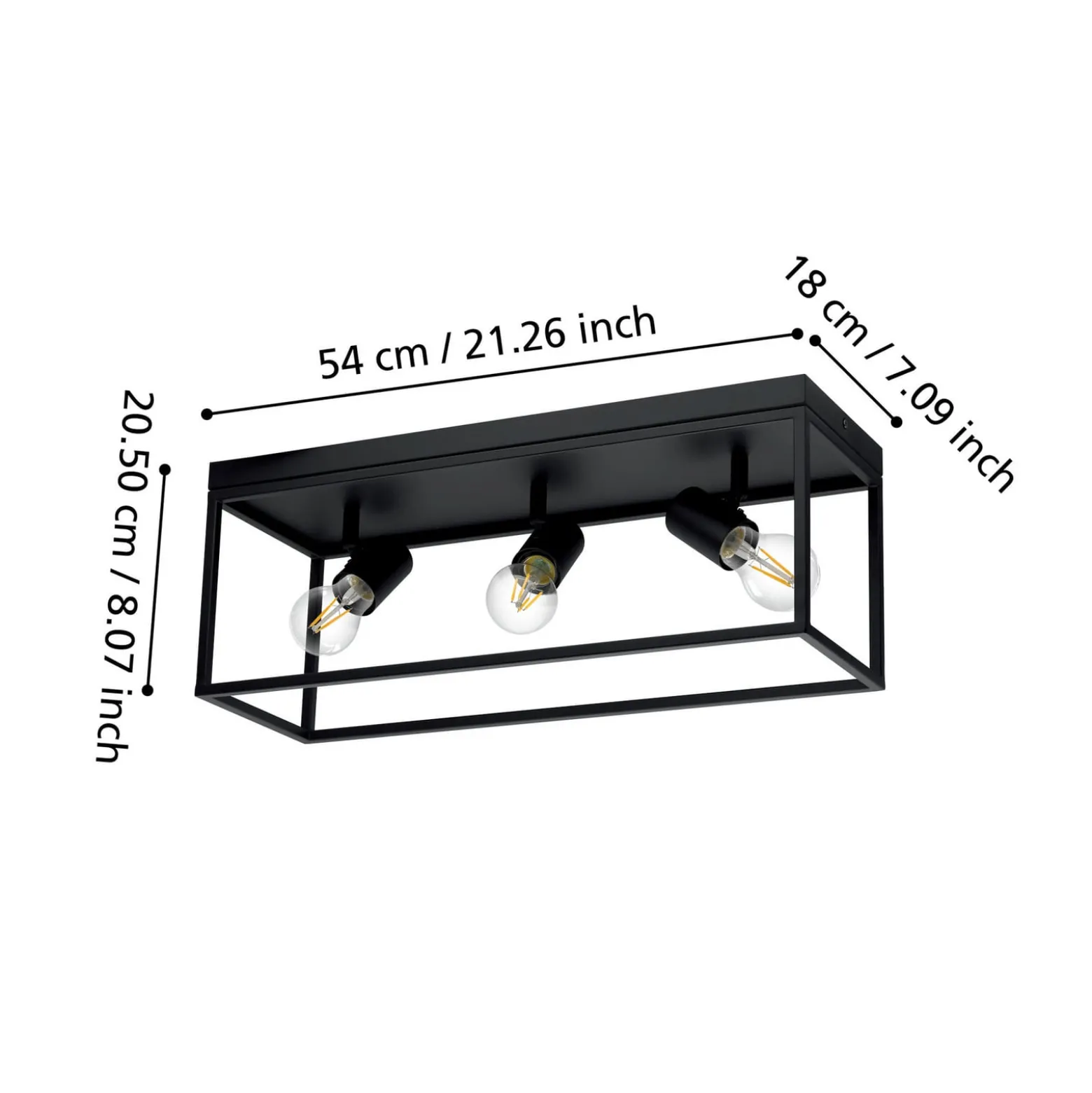 Deckenlampe Silentina dreiflammig, 54x18cm