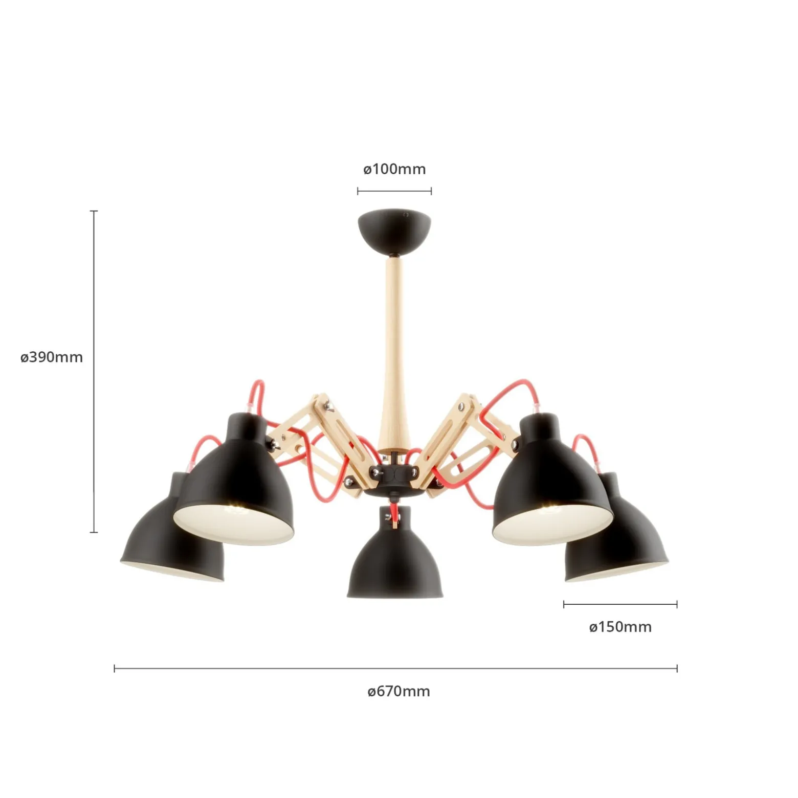 Deckenlampe Skansen 5-flammig verstellbar schwarz