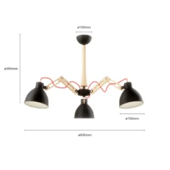 Deckenlampe Skansen 3-flammig verstellbar, schwarz