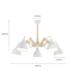 Deckenlampe Skansen 5-flammig verstellbar, weiß