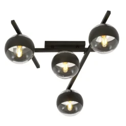 Deckenlampe Smart, schwarz/klar, 4-flammig