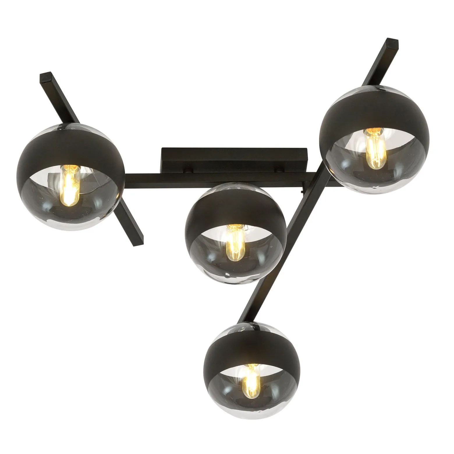 Deckenlampe Smart, schwarz/klar, 4-flammig