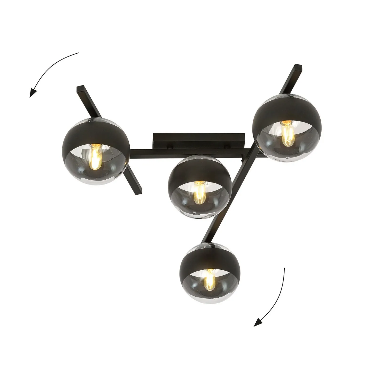 Deckenlampe Smart, schwarz/klar, 4-flammig