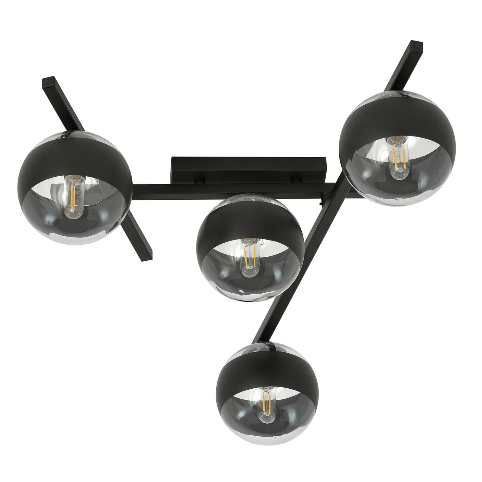 Deckenlampe Smart, schwarz/klar, 4-flammig