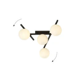 Deckenlampe Smart, schwarz/opal, 4-flammig