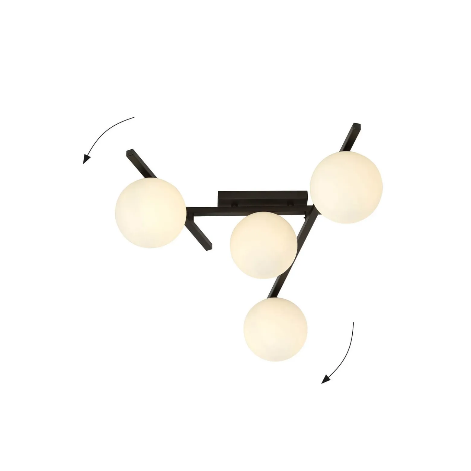 Deckenlampe Smart, schwarz/opal, 4-flammig