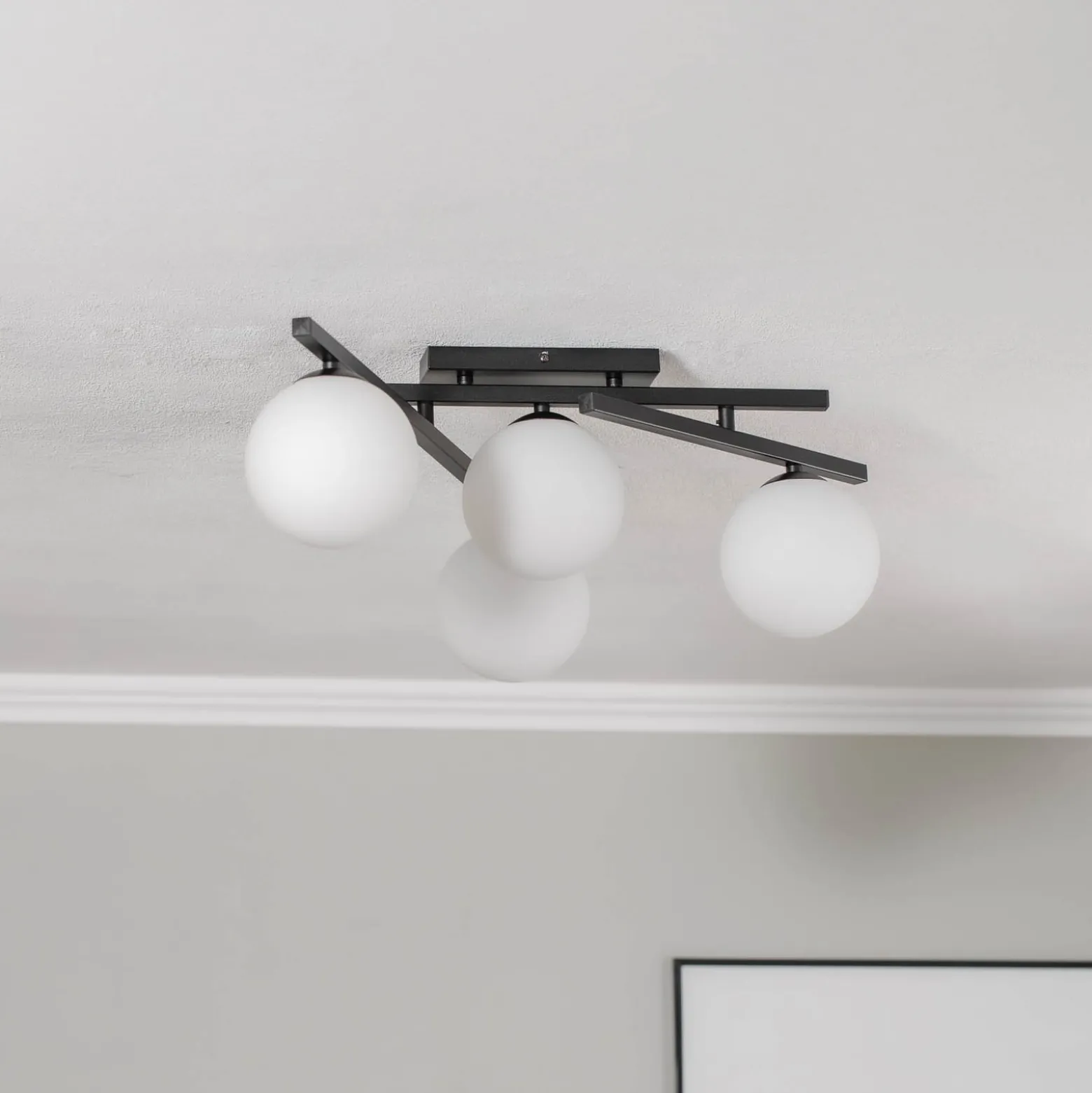 Deckenlampe Smart, schwarz/opal, 4-flammig
