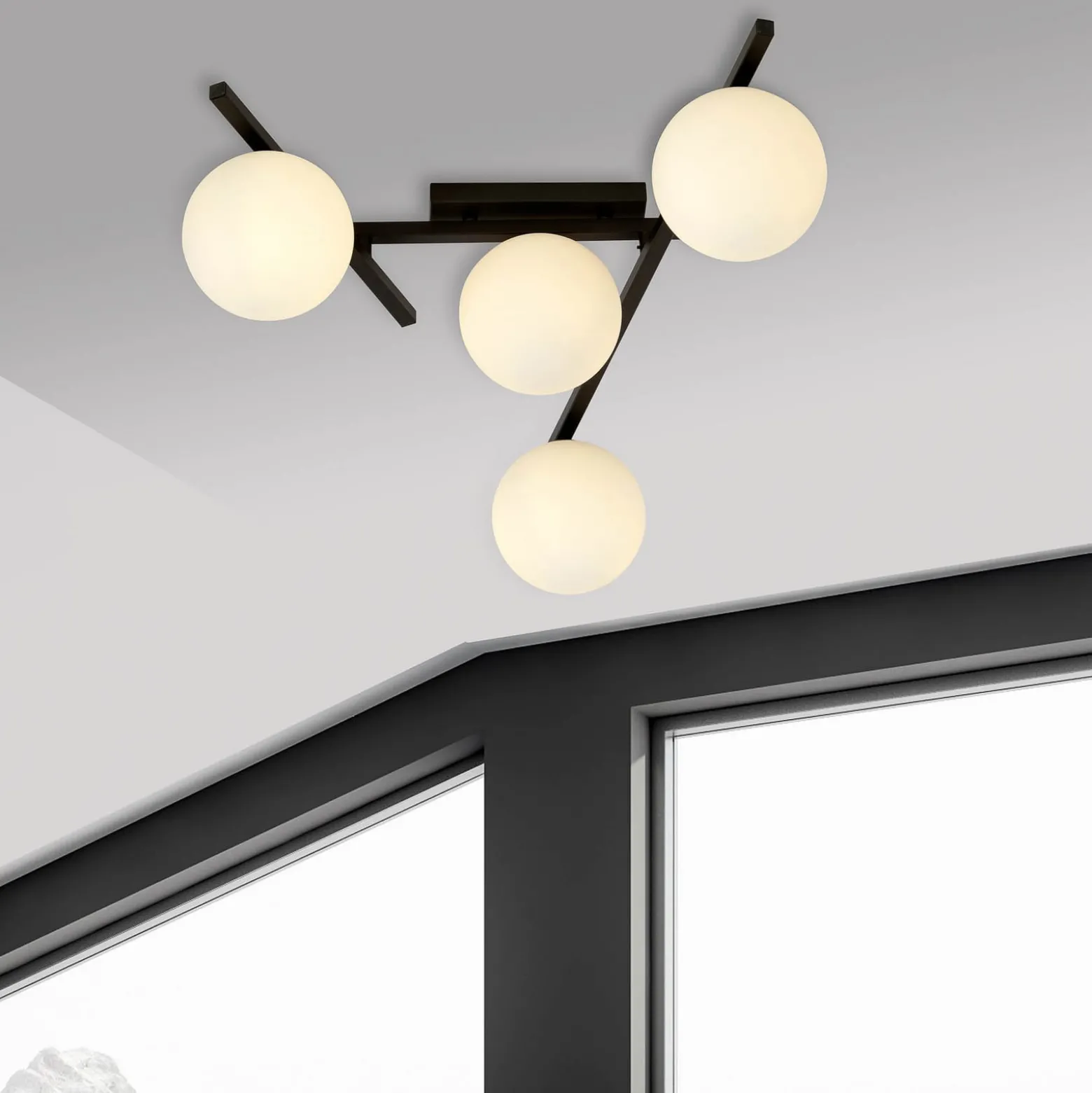 Deckenlampe Smart, schwarz/opal, 4-flammig